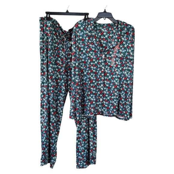 NWT State Of Day Women’s Green Floral 2 Piece Pajama Set Modal Soft Size XL - Picture 1 of 4